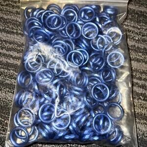 Blue metallic plastic circles for jewelry, crafting and art projects